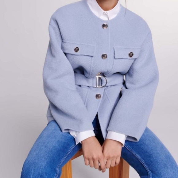 Maje Light short belted Coat - Picture 2 of 8